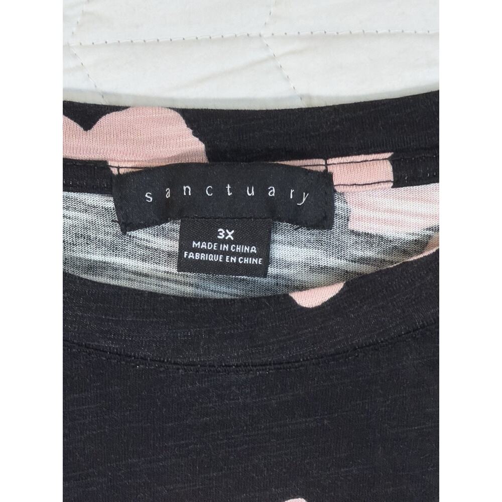 Sanctuary blouse top floral black pink size 3x women round neck short sleeve - Picture 2 of 6